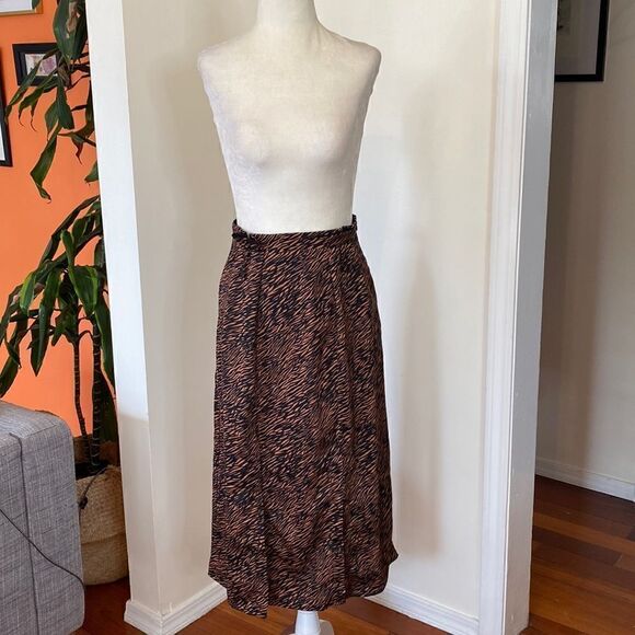 Zara Animal Print Midi Skirt with Thigh Split (No Belt) Size XS - Picture 3 of 11
